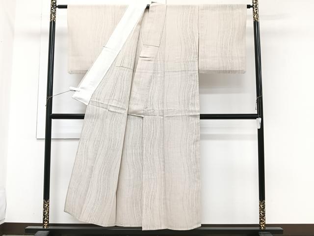 平和屋着物*夏物 夏結城 100亀甲 総詰め よろけ縞 正絹 逸品 CABJ4047xi