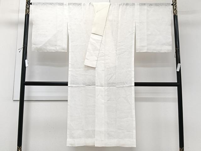 平和屋着物*夏物 長襦袢 越谷本麻紋紗 白色 反端付き 麻 逸品 未使用 CABJ4052xi