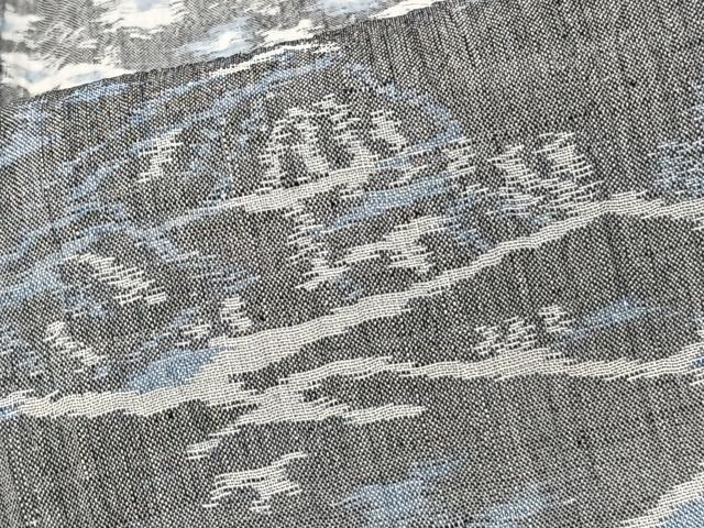 平和屋着物*夏物 本場小千谷縮 風景文 麻 逸品 CABJ4061xi