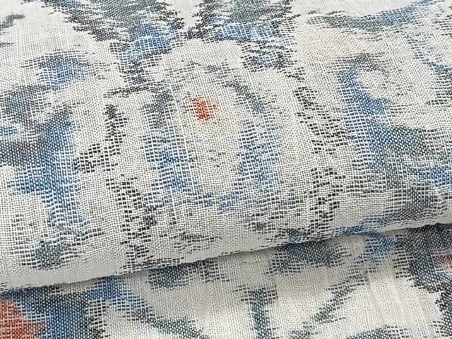 平和屋着物*夏物 本場小千谷縮 花唐草文 麻 逸品 CABJ4062xi