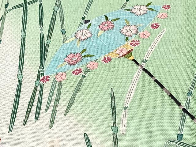 平和屋着物*夏物 訪問着 紗 駒刺繍 番傘 金彩 正絹 逸品 CABJ4064xi