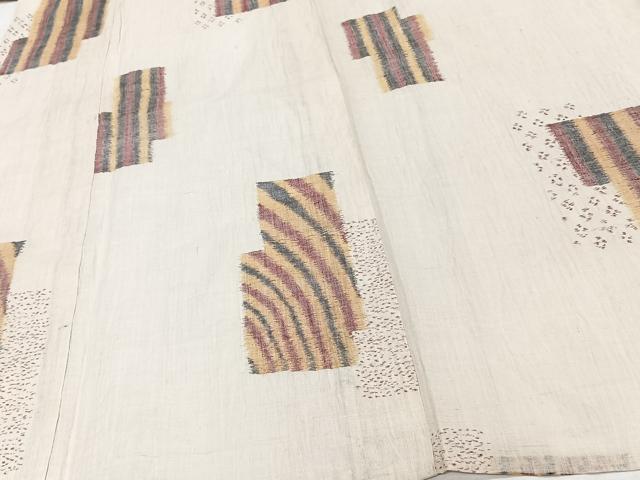 平和屋着物*夏物 本場小千谷縮 幾何学文 麻 逸品 CABJ4066xi