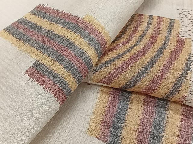 平和屋着物*夏物 本場小千谷縮 幾何学文 麻 逸品 CABJ4066xi