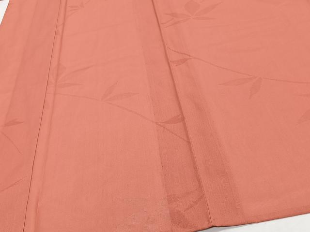 平和屋着物*夏物 色無地 枝葉紋紗 鉛丹色 正絹 逸品 未使用 CABJ4070xi