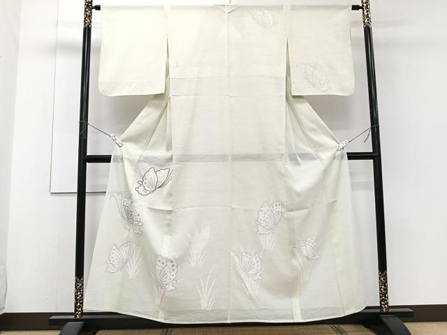平和屋着物*夏物 訪問着 絽 駒刺繍 舞蝶文 銀彩 正絹 逸品 CABJ4092xi