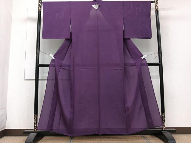 平和屋着物*夏物 色無地 絽 葡萄色 正絹 逸品 CABJ4093xi