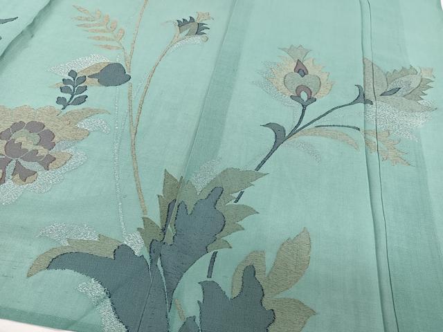 平和屋着物*夏物 訪問着 紗 更紗枝草花文 銀糸 正絹 逸品 CABJ4094xi