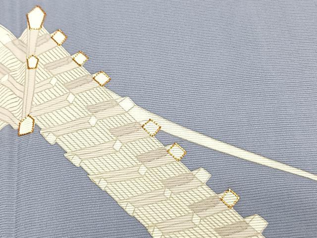 平和屋着物*夏物 訪問着 絽 駒刺繍 幾何学文様 金彩 正絹 逸品 CABJ4099xi
