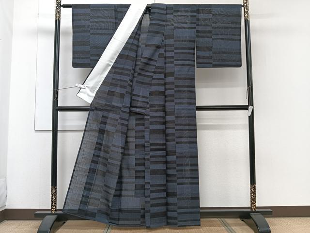 平和屋着物*夏物 紗紬 100亀甲 横段紋紗 正絹 逸品 CABJ4109xi