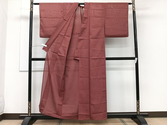 平和屋着物*夏物 色無地 敷松葉紋紗 紅檜皮色 洗える着物 CABJ4115xi
