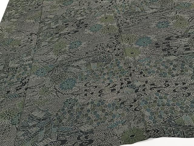 平和屋着物*夏物 小紋 紗 流水風景文 黒地 洗える着物 CABJ4117xi