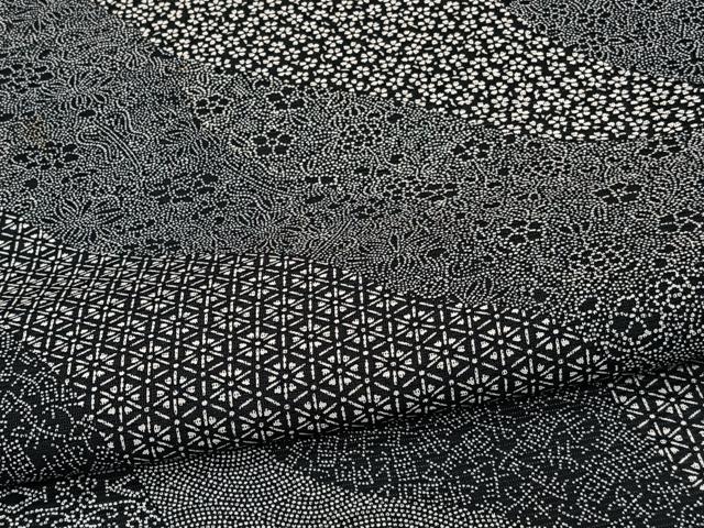 平和屋着物*夏物 江戸小紋 絽 北原寿永 寄せ小紋柄 黒地 正絹 逸品 CABJ4124xi