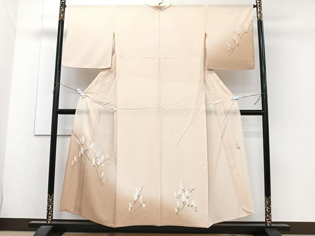平和屋着物*京都印象派 友禅作家 橋本恵 夏物 訪問着 絽縮緬 枝花文 暈し染め 正絹 逸品 CABJ4125xi