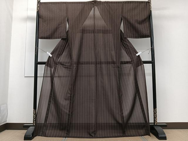 平和屋着物*夏物 紗紬 間道 ロング丈 正絹 逸品 CABJ4126xi
