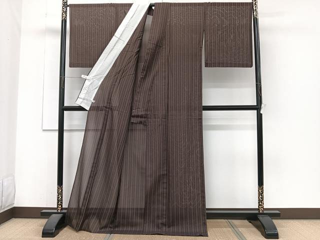平和屋着物*夏物 紗紬 間道 ロング丈 正絹 逸品 CABJ4126xi