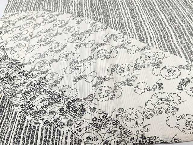 平和屋着物*夏物 訪問着 縦絽 雪輪動物草花文 正絹 逸品 CABJ4127xi