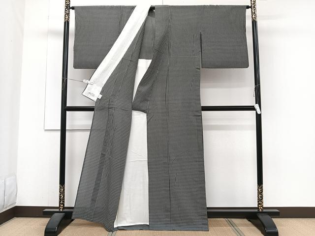 平和屋着物*夏物 お召 紗 格子 黒地 やまと誂製 正絹 逸品 CABJ4133xi