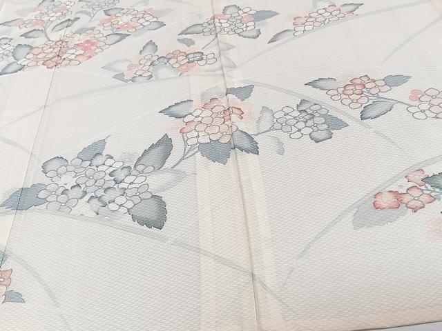 平和屋着物*夏物 訪問着 菱紋紗 刺繍 草花文 銀彩 正絹 逸品 CABJ4138xi