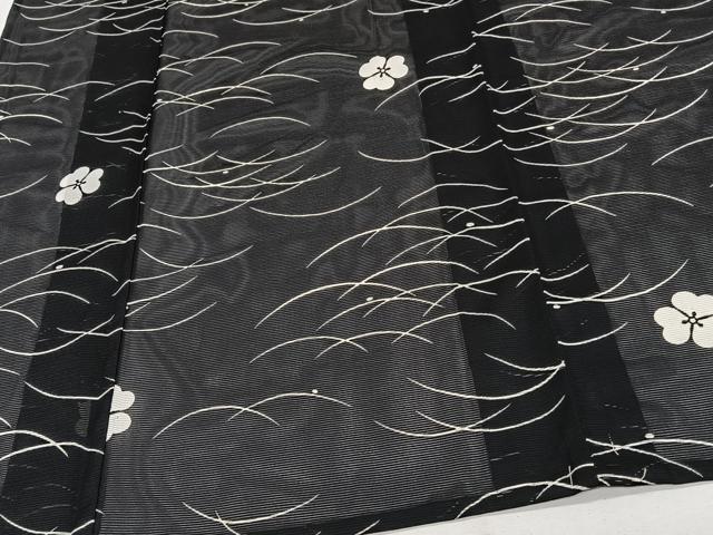 平和屋着物*夏物 小紋 絽 芝花文 黒地 洗える着物 CABJ4143xi