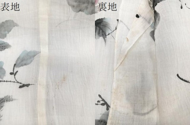 平和屋着物*夏物 本場小千谷縮 手描き 枝草花文 麻 逸品 CABJ4146xi