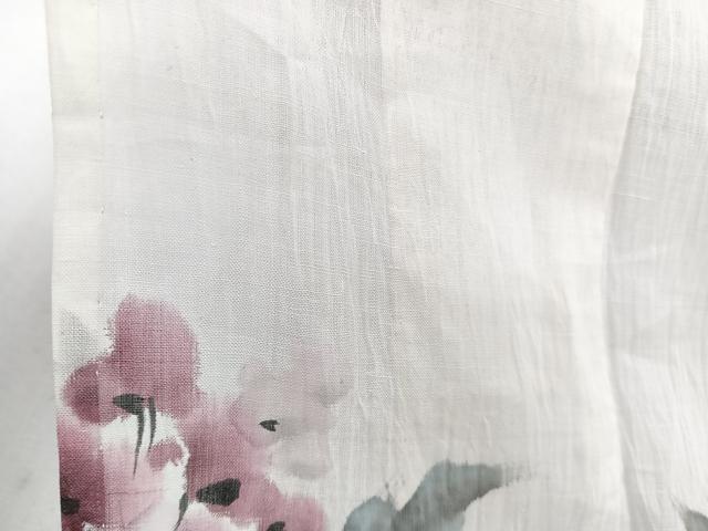 平和屋着物*夏物 本場小千谷縮 手描き 枝草花文 麻 逸品 CABJ4146xi