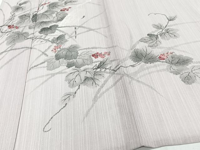 平和屋着物*夏物 訪問着 紗 手描き 白鷺葡萄蔦の葉文 洗える着物 CABJ4158xi