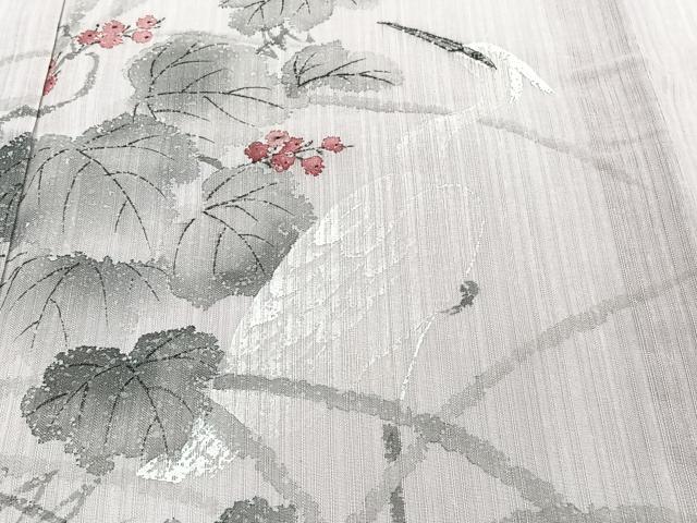 平和屋着物*夏物 訪問着 紗 手描き 白鷺葡萄蔦の葉文 洗える着物 CABJ4158xi