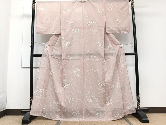 平和屋着物*夏物 小紋 絽 枝花文 洗える着物 CABJ4166xi
