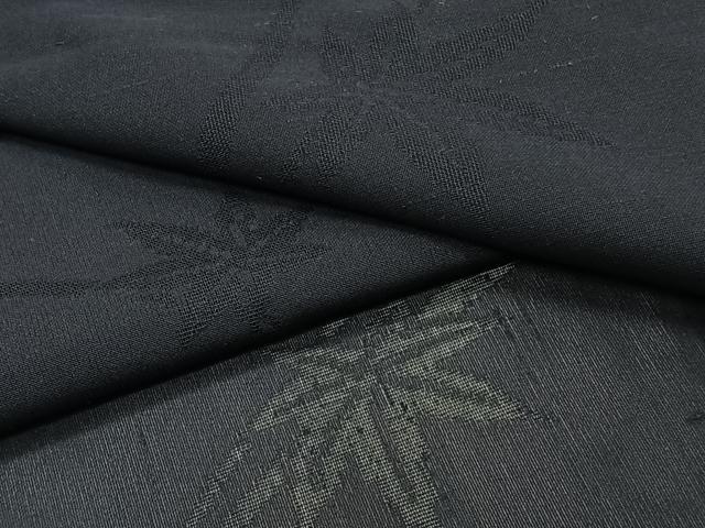 平和屋着物*夏物 色無地 楓紋紗 漆黒色 正絹 逸品 CABJ4186xi