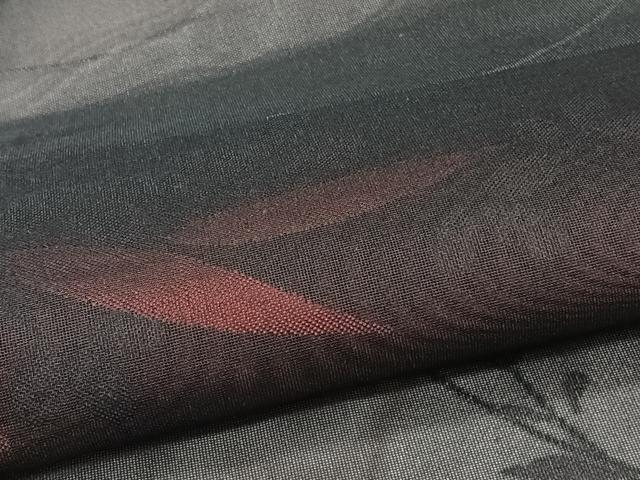 平和屋着物*夏物 小紋 紗 草花文 黒地 正絹 逸品 未使用 CABJ4192xi