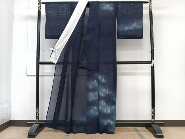 平和屋着物*夏物 訪問着 紗紬 駒刺繍 水玉 暈し染め 正絹 逸品 CABJ4208xi