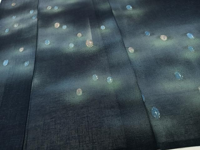平和屋着物*夏物 訪問着 紗紬 駒刺繍 水玉 暈し染め 正絹 逸品 CABJ4208xi