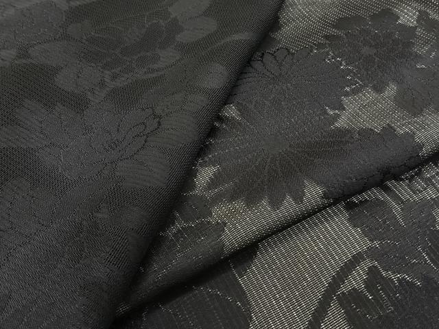 平和屋着物*夏物 色無地 草花紋紗 黒地 正絹 逸品 CABJ4217xi