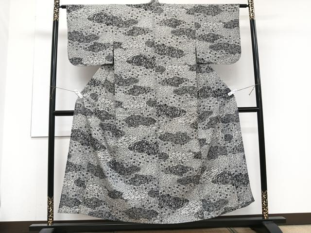 平和屋着物*夏物 小紋 絽 型染め 雲取り花文 正絹 逸品 CABJ4221xi