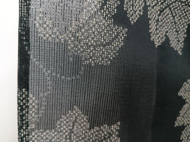平和屋着物*夏物 小紋 紗 舞葉文 黒地 洗える着物 CABJ4228xi