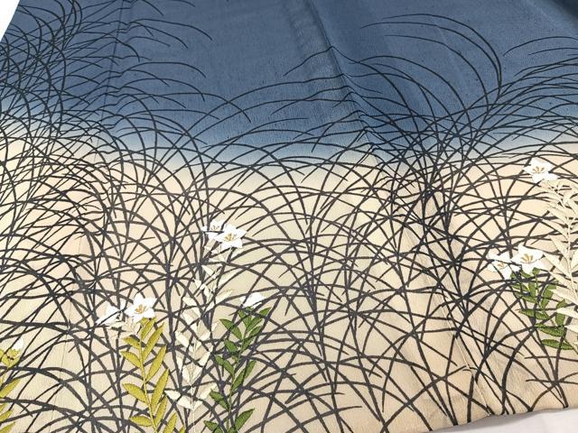 平和屋着物*夏物 色留訪問着 紗紬 刺繍 草重ね枝花文 金糸 正絹 逸品 未使用 CABJ4237xi