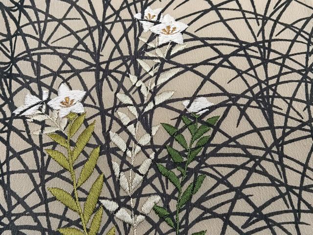 平和屋着物*夏物 色留訪問着 紗紬 刺繍 草重ね枝花文 金糸 正絹 逸品 未使用 CABJ4237xi