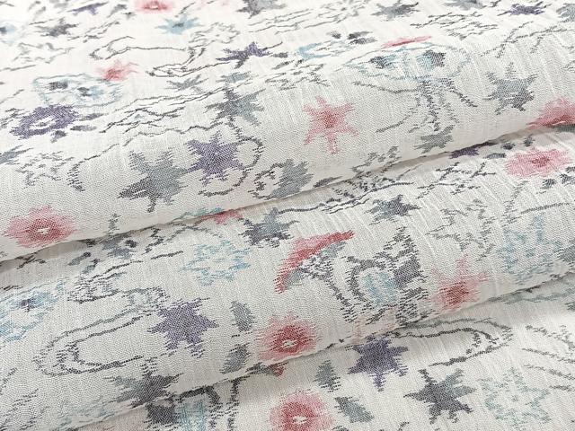 平和屋着物*夏物 本場小千谷縮 流水楓文 麻 逸品 CABJ4255xi