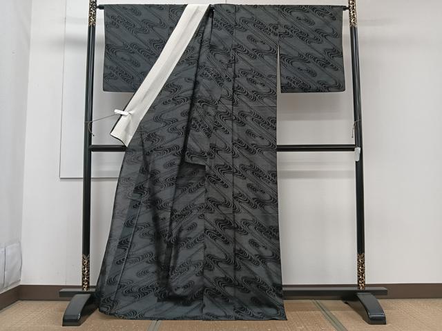平和屋着物*夏物 本塩沢 夏塩沢 流水文 正絹 逸品 CABJ4261xi