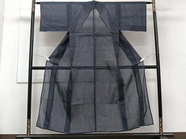 平和屋着物*夏物 本場小千谷縮 色無地 青褐色 麻 逸品 CABJ4273xi