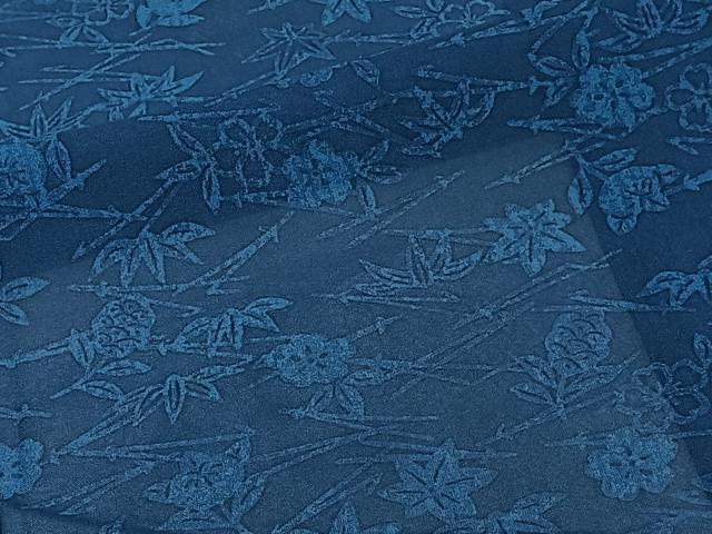 平和屋着物*夏物 小紋 紗 藍 こぼれ松葉花文 正絹 逸品 CABJ4277xi