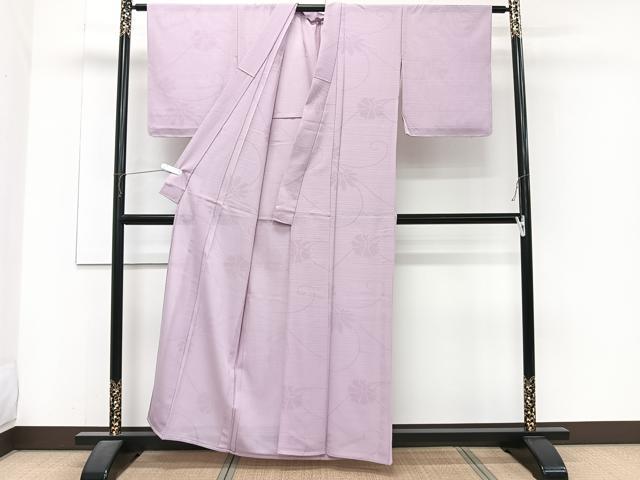 平和屋着物*夏物 色無地 変わり絽 唐花紋紗 薄葡萄色 正絹 逸品 未使用 CABJ4282xi