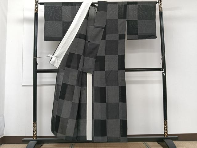 平和屋着物*夏物 夏結城 100亀甲 格子亀甲文 正絹 逸品 CABJ4284xi