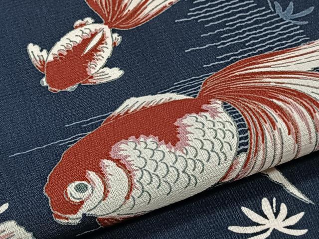 平和屋着物*夏物 撫松庵 小紋・浴衣兼用 セオアルファ 金魚草文 洗える着物 CABJ4289xi