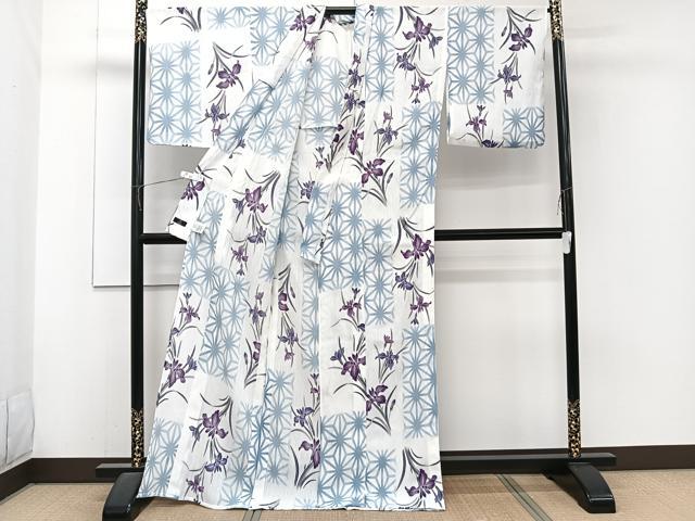 平和屋着物*ファッションブランド hiromichi nakano ヒロミチナカノ 夏物 小紋 紗 麻の花文 洗える着物 CABJ4294xi