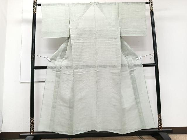 平和屋着物*夏物 絽紬 色無地 青磁鼠色 CABJ4296xi