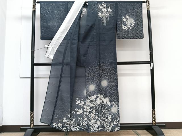 平和屋着物*夏物 訪問着 紋絽 草花文 蛍ぼかし 正絹 逸品 CABJ4302xi