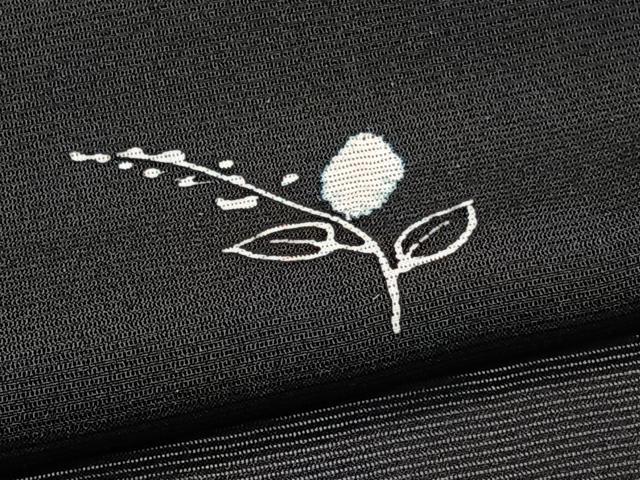平和屋着物*夏物 小紋 絽 絞り 草花文 黒地 正絹 逸品 CABJ4311xi