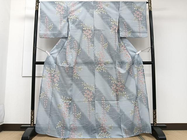 平和屋着物*夏物 小紋 紗 枝垂れ草花文 洗える着物 CABJ4316xi