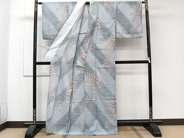 平和屋着物*夏物 小紋 紗 枝垂れ草花文 洗える着物 CABJ4316xi